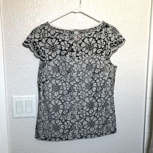 H&M, small, black and white blouse